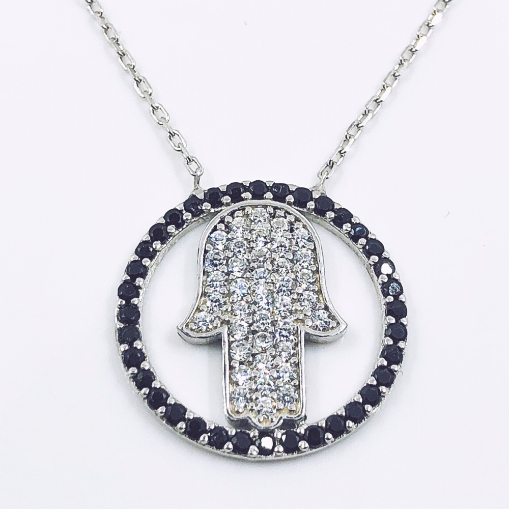 PAVÉ CRYSTAL HAMSA LUCKY HAND PROTECTION NECKLACE